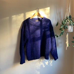 Hand knit Blue confetti sweater